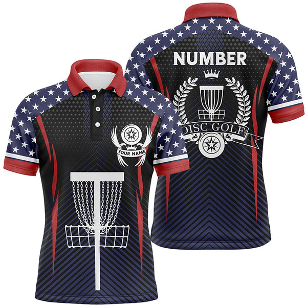 Maxcorners Mens American Flag Disc Golf Polo Shirts Customized Patriotic Golf Shirts For Men, Golf Gifts MT0510