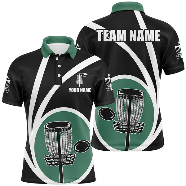 Maxcorners Customized Black Green Mens Disc Golf Polo Shirts Cool Disc Golf Shirt For Team Golf Gifts MT0510