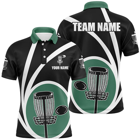Maxcorners Customized Black Green Mens Disc Golf Polo Shirts Cool Disc Golf Shirt For Team Golf Gifts MT0510