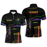 Maxcorners Rainbow Mens Disc Golf Polo Shirt Custom Number Disc Golf Basket Personalized Disc Golf Shirt For Men MT0510