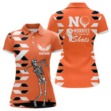 Max Corners Orange Skull Girl Golf Customized Name 3D Golf Polo Shirt For Women