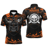Maxcorners Mens Skull Golf Shirts, Custom Golf Shirt With Skulls, Disc Golf Shirts For Men, Halloween Golf Gifts MT0510