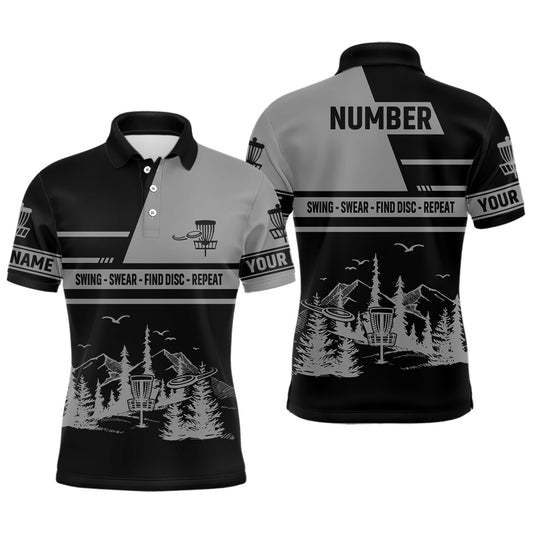 Maxcorners Mens Disc Golf Swing Swear Find Disc Repeat Custom Name And Number Disc Golf Shirts For Men MT0510