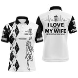 Maxcorners Black And White Argyle Mens Disc Golf Polo Shirts, Custom Golf Shirts For Men, Disc Golf Gifts MT0510