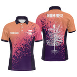Maxcorners Personalized Disc Golf Gradient Sunset Paint Men Polo Shirt Custom Disc Golf Shirts For Men MT0510