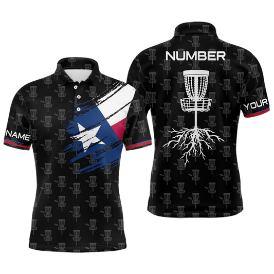 Maxcorners Mens Disc Golf Shirt Texas Flag Basket Tree Customized Patriotic Disc Golf Shirts For Men MT0510