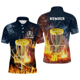 Maxcorners Fire And Water Mens Disc Golf Polo Shirts, Lightning Golf Shirts For Men, Disc Golf Gifts MT0510