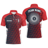 Maxcorners Mens Disc Golf Polo Shirt Red Navy Checkered Custom Disc Golf Shirts For Men Golf Gifts MT0510