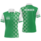 Maxcorners Gradient Green White Checkered Pattern Mens Disc Golf Polo Shirt Customized Disc Golf Tops For Men MT0510
