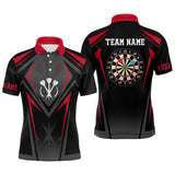 Maxcorners Red Black Sporty Personalized Darts Polo Shirt Custom Men Darts Shirt Cool Dart Jerseys