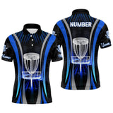 Maxcorners Blue Mens Cool Disc Golf Polo Shirt Custom Name And Number Disc Golf Shirts For Men, Golf Gifts MT0510