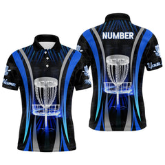 Maxcorners Blue Mens Cool Disc Golf Polo Shirt Custom Name And Number Disc Golf Shirts For Men, Golf Gifts MT0510