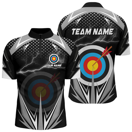 Maxcorners Personalized Archery Colorful Thunder Lightning Men Polo Shirts Custom Archery 3D Target Shirts