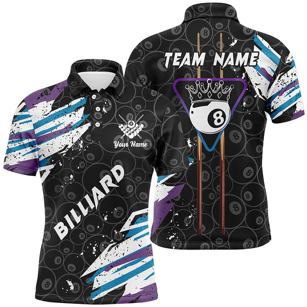 MaxCorners Crown 8 Ball Pool  Customized Name 3D Billiard Polo Shirt For Men