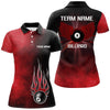 Maxcorners Personalized Black Red Flame 8 Ball Pool Polo Shirts Custom Billiard 8 Ball Wing Jerseys For Men And Women
