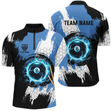 Maxcorners Personalized Black Blue Lightning 8 Ball Billiards 3D Shirts For Men 8 Ball Pool Team Jerseys