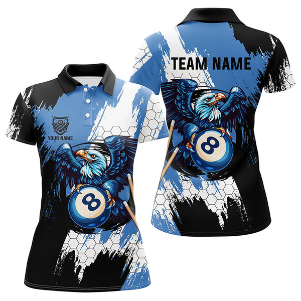 Maxcorners Personalized Black Blue Eagle 8 Ball Billiard 3D Shirts For Men Custom 8 Ball Pool Team Jersey