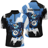Maxcorners Personalized Black Blue Eagle 8 Ball Billiard 3D Shirts For Men Custom 8 Ball Pool Team Jersey