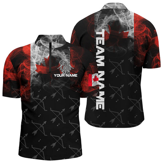 Maxcorners Personalized Vintage Smoke Canadian Flag Archery 3D Polo Shirts For Men Custom Bows Archery Jerseys