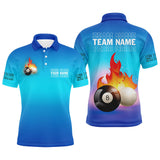 Maxcorners 8 Ball And Cue Ball Pool Blue 3D Polo Shirts Billiards Jerseys Billiard Pool Team Jerseys Polo & 1/4 Zip