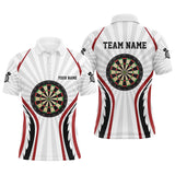 Maxcorners Personalized White Mens Darts Polo Shirts Custom Dart Shirts For Men Dart Team Jerseys