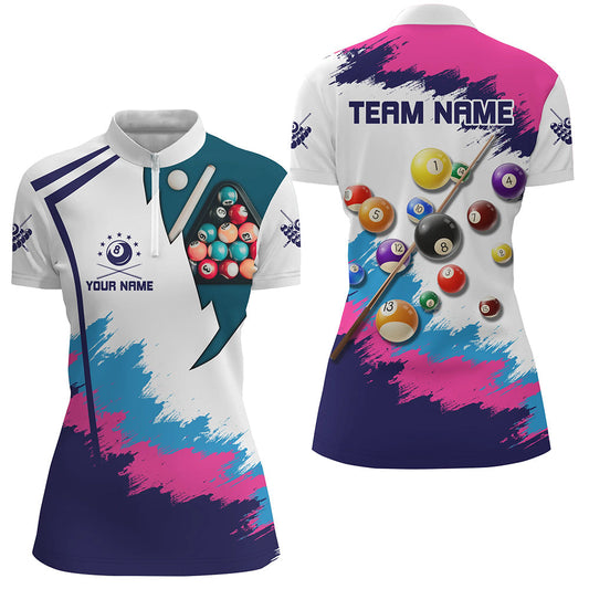 MaxCorners Billiard  Colorful Billiard  Customized Name, Team Name 3D Polo Shirt For Women