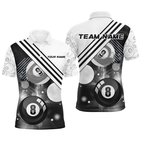 Maxcorners Billiard 8 Ball Grunge Style Balls 3D Polo Shirts For Men, Custom Player Billiards Pool Jerseys