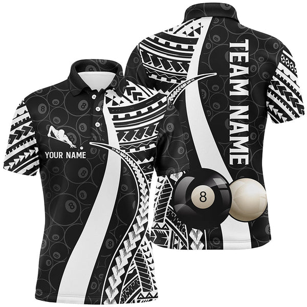 Maxcorners Black And White Tribal Custom Billiard Shirts Men And Women Billiard Polo & 1/4 Zip Shirts Billiard Team Jerseys