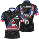 Maxcorners 8 Ball Pool US Flag Billiard Personalized Name Unisex Shirt