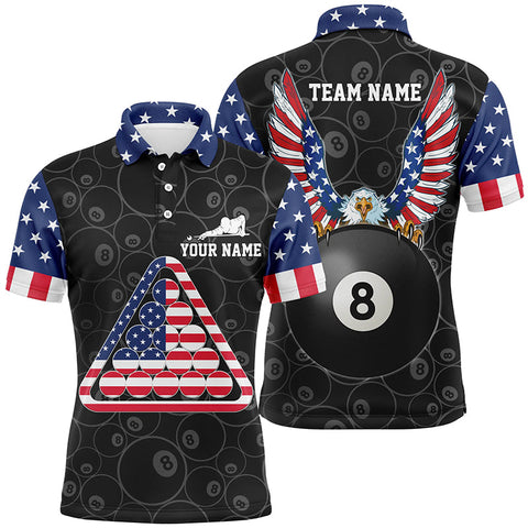 Maxcorners 8 Ball Pool US Flag Billiard Personalized Name Unisex Shirt
