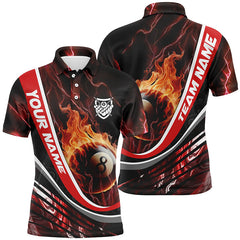 Maxcorners 8 Ball Pool On Fire Billiard Pool Team Jerseys Polo & 1/4 Zip
