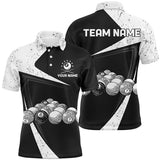 Maxcorners Personalized Black White 8 Ball Pool Polo Shirts For Men, Custom 8 Ball Pool Billiards Team Shirts