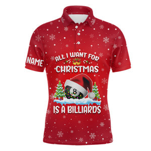 Maxcorners All I Want For Christmas Is A Billiards Ball 8 Personalized Name 3D Shirt