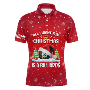 Maxcorners All I Want For Christmas Is A Billiards Ball 8 Personalized Name 3D Shirt