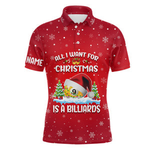 Maxcorners All I Want For Christmas Is A Billiards Ball 9 Personalized Name 3D Shirt