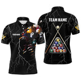 Maxcorners Personalized Billiard Balls 3D Polo Shirts For Men, Custom Player Billiards Pool Jerseys