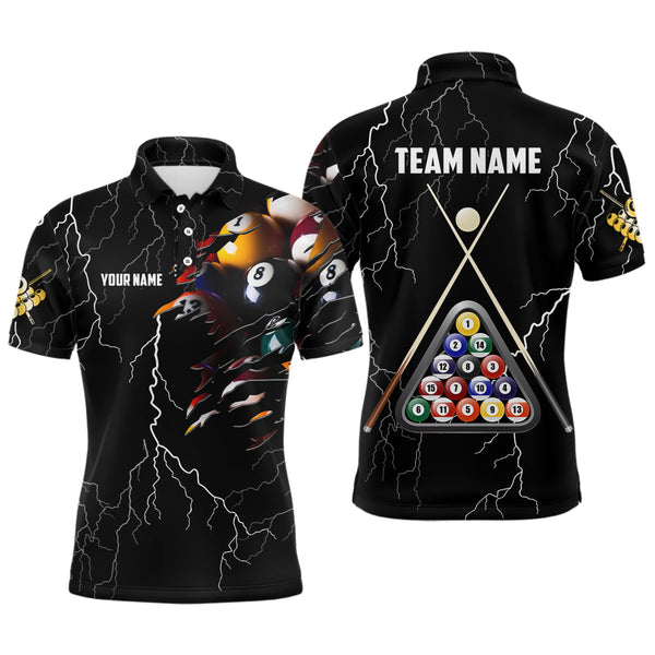 Maxcorners Personalized Billiard Balls 3D Polo Shirts For Men, Custom Player Billiards Pool Jerseys