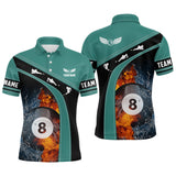 Maxcorners Billiards 8 Ball Fire And Water Shirts Men And Women Billiard Polo & 1/4 Zip Shirts Billiard Team Jerseys