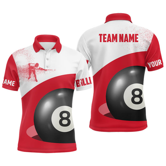 Maxcorners Funny Billiard Personalized Name Unisex Shirt Red