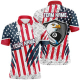 MaxCorners Bald Eagles Head Mascot 8 Ball Pool Pattern Us Flag Customized Name 3D Billiard Polo Shirt For Men