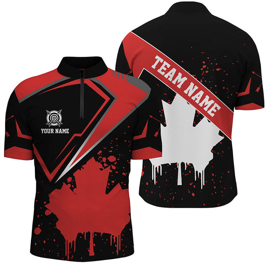 Maxcorners Personalized Archery Canada Leaf Vintage Style Men Polo Shirts Custom Canada Archery Shirts