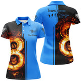 Maxcorners Customized Funny Billiard Player Evolution Red Fire 8 Ball 3D Billiard Polo Shirts