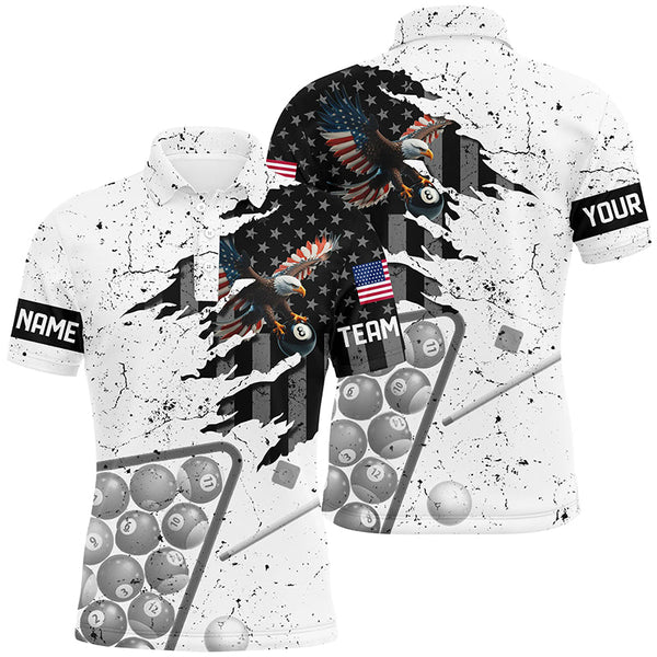 Maxcorners Billiards Eagle Retro American Flag Shirts Men And Women Billiard Polo & 1/4 Zip Shirts Billiard Team Jerseys