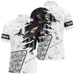 Maxcorners Billiards Eagle Retro American Flag Shirts Men And Women Billiard Polo & 1/4 Zip Shirts Billiard Team Jerseys