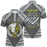 Maxcorners Personalized Silver Billiard Ball Polo Shirts For Men, Custom Billiard Polo Shirts For Pool Player