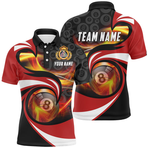 Maxcorners Black Red 8 Ball Billiard Personalized Name Unisex Shirt