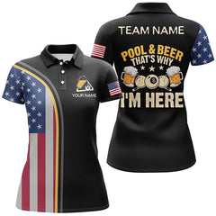 Maxcorners Custom Funny Pool And Beer That Why I'M Here Polo Shirts For Men, Patriotic Funny Billiard Shirts Lm105
