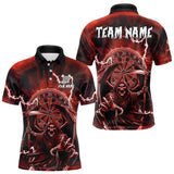 Maxcorners Red Grim Reaper Lightning 3D Darts Shirt For Men Custom Darts Jersey Team Polo & 1/4 Zip TU0710