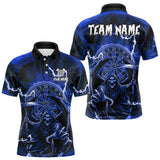 Maxcorners Blue Grim Reaper Lightning 3D Darts Shirt For Men Custom Darts Jersey Team Polo & 1/4 Zip TU0710