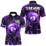 Maxcorners Purple Grim Reaper 8 Ball Billiard Shirt For Men Custom Lightning Pool Team Jersey Polo & 1/4 Zip TU0710